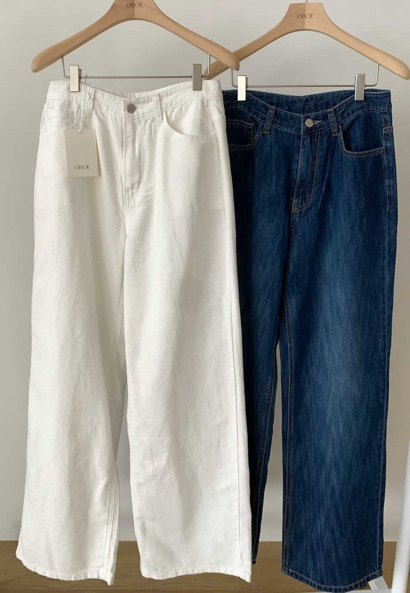 OBOE東大門實拍女裝新款休閑職業26春夏人氣牛仔褲不含腰帶OBOE牛仔褲圖色2左二色