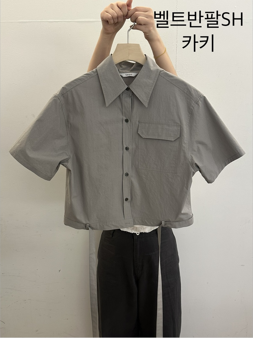 TAUPE韓國代購女士新款推薦職業休閑26春夏襯衫蕾絲衫含腰帶TAUPE襯衫/蕾絲衫圖色2