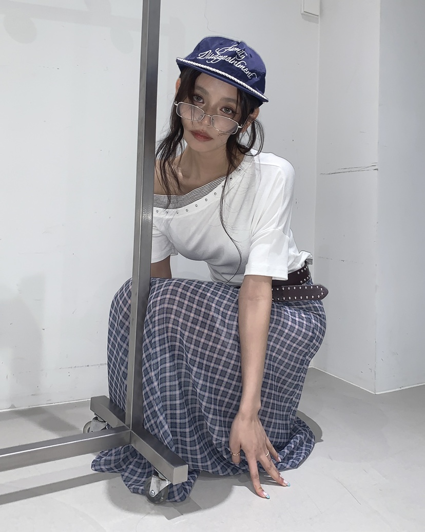 LIVE AID-P韓國直郵女裝新款26春夏人氣休閑時尚長裙格子LIVE AID-P長裙