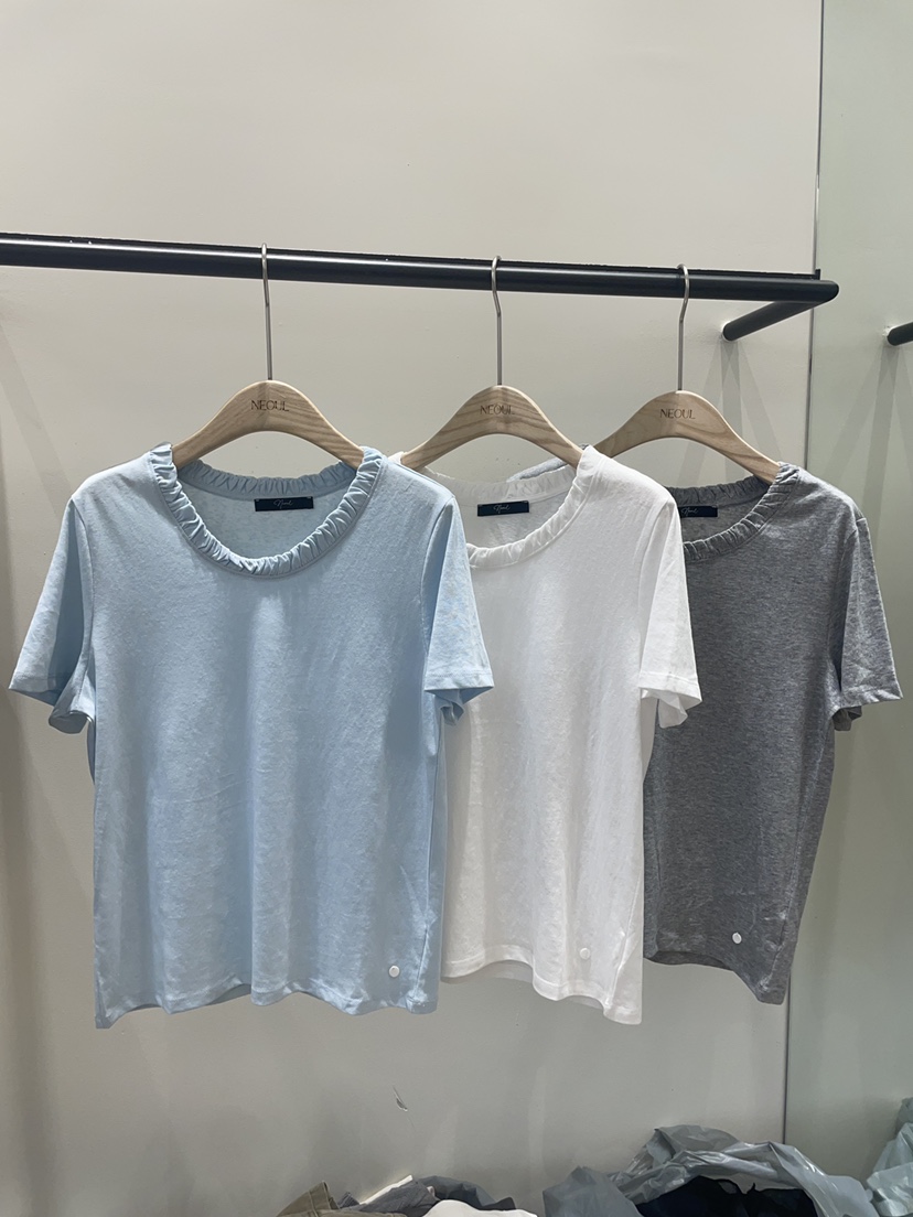NEOUL韓國東大門直郵女士新款休閑推薦職業時尚人氣熱賣T恤NEOUL/ahin雙領標簽T恤
