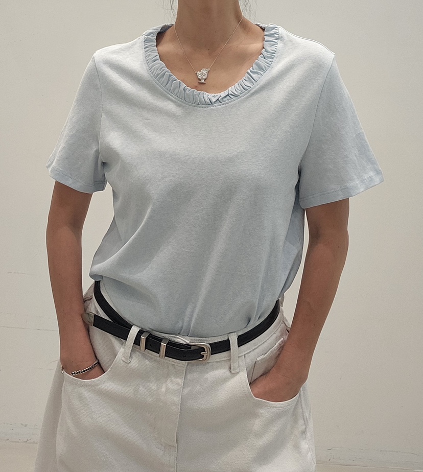 NEOUL韓國東大門直郵女士新款休閑推薦職業時尚人氣熱賣T恤NEOUL/ahin雙領標簽T恤