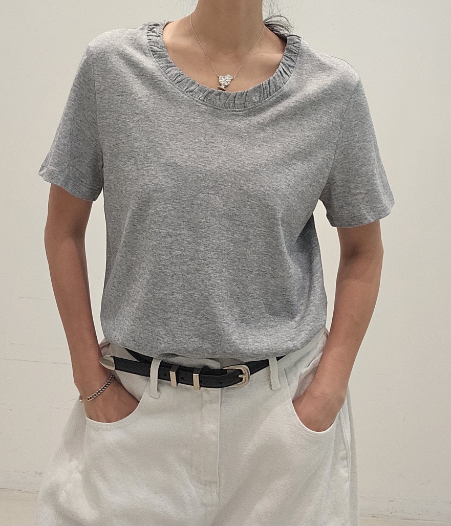 NEOUL韓國東大門直郵女士新款休閑推薦職業時尚人氣熱賣T恤NEOUL/ahin雙領標簽T恤