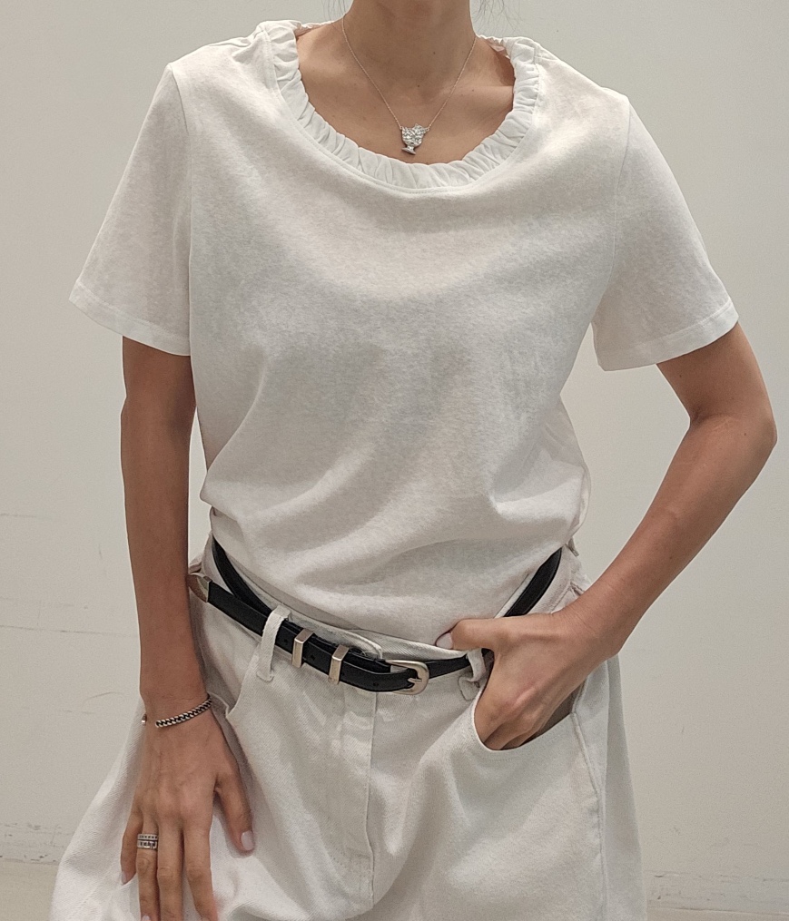 NEOUL韓國東大門直郵女士新款休閑推薦職業時尚人氣熱賣T恤NEOUL/ahin雙領標簽T恤