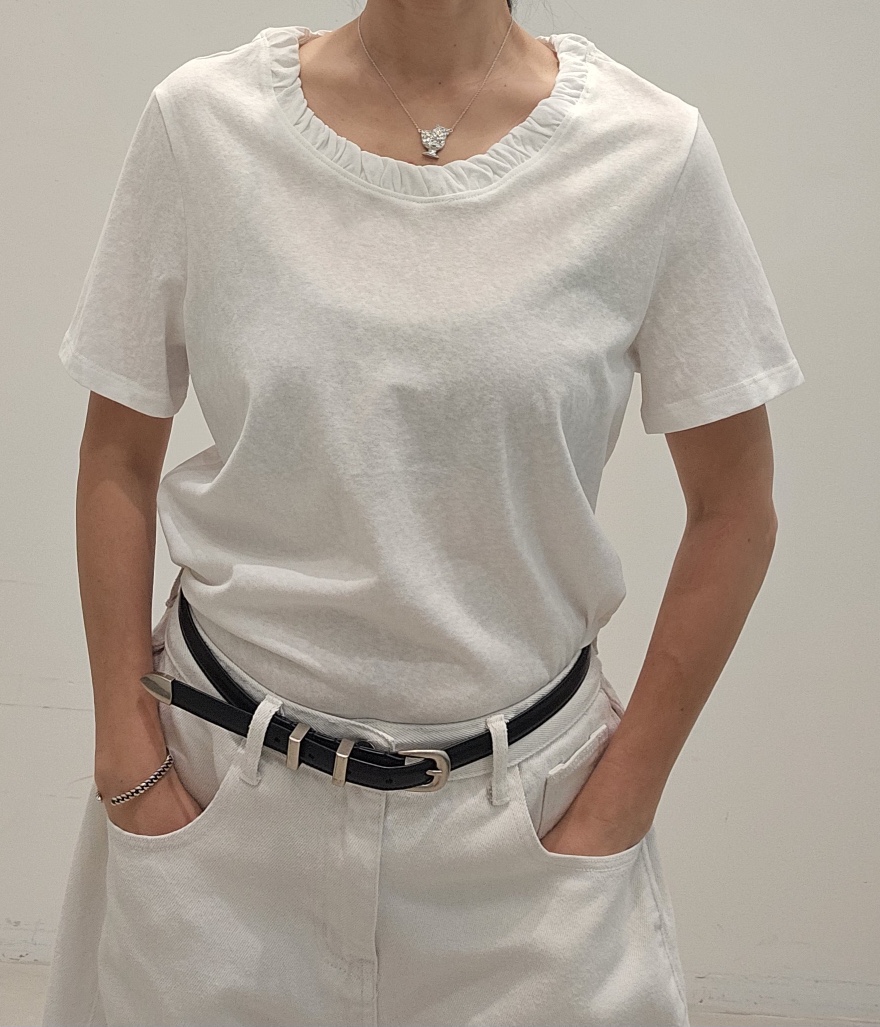 NEOUL韓國東大門直郵女士新款休閑推薦職業時尚人氣熱賣T恤NEOUL/ahin雙領標簽T恤圖色3