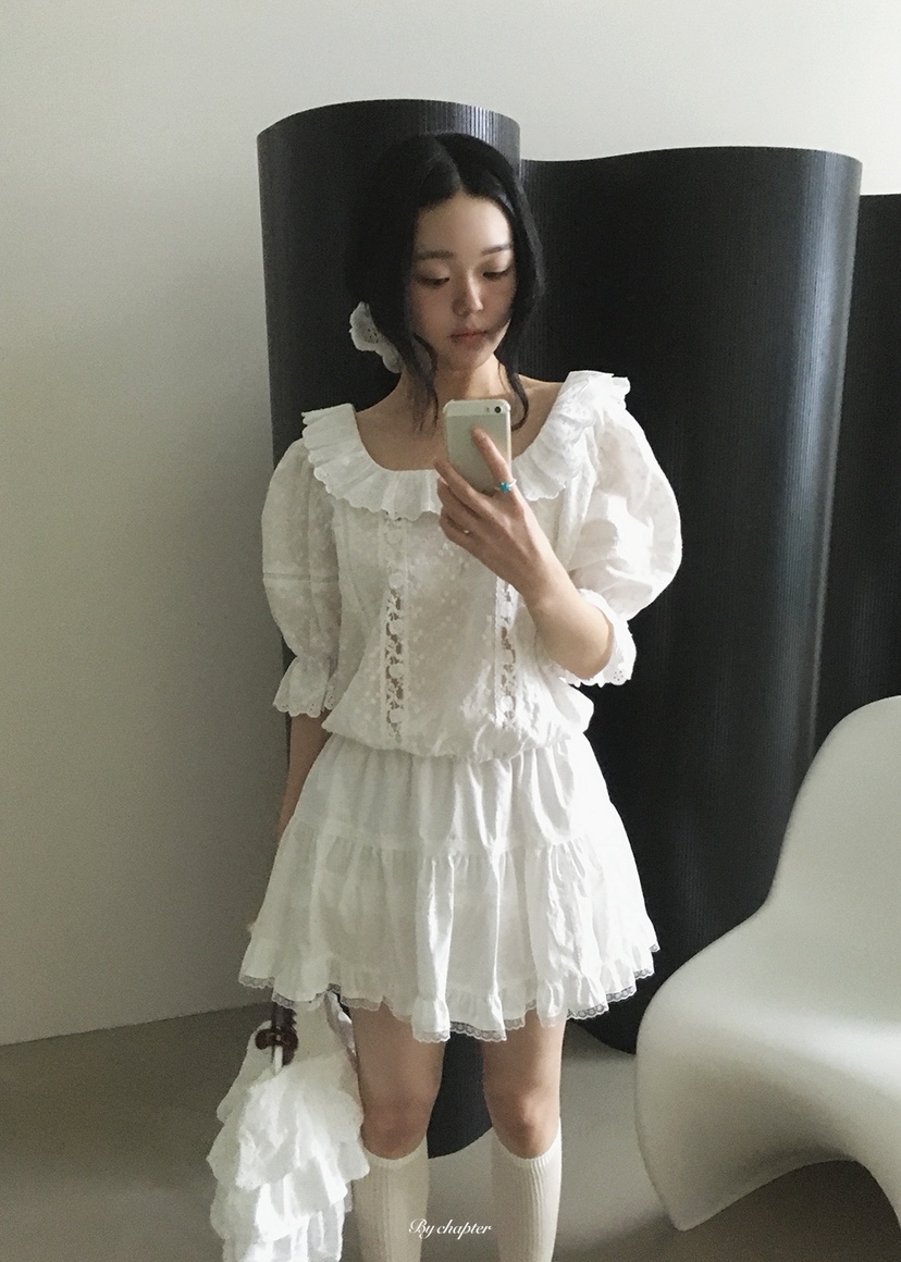 BY CHAPTER韓國東大門直郵女裝新品推薦時尚襯衫蕾絲衫雙面BY Chapter襯衫/蕾絲衫圖色1白色