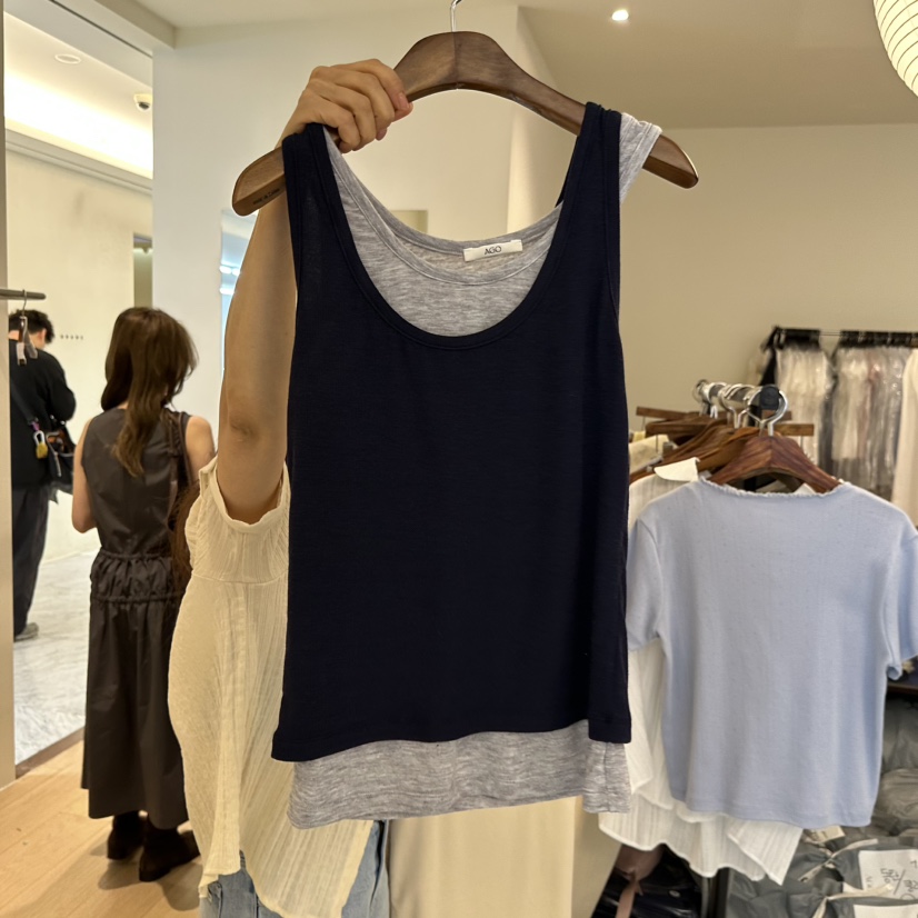 AGO韓國東大門直郵女士新款職業推薦人氣休閑吊帶背心撞色AGO吊帶/背心圖色3