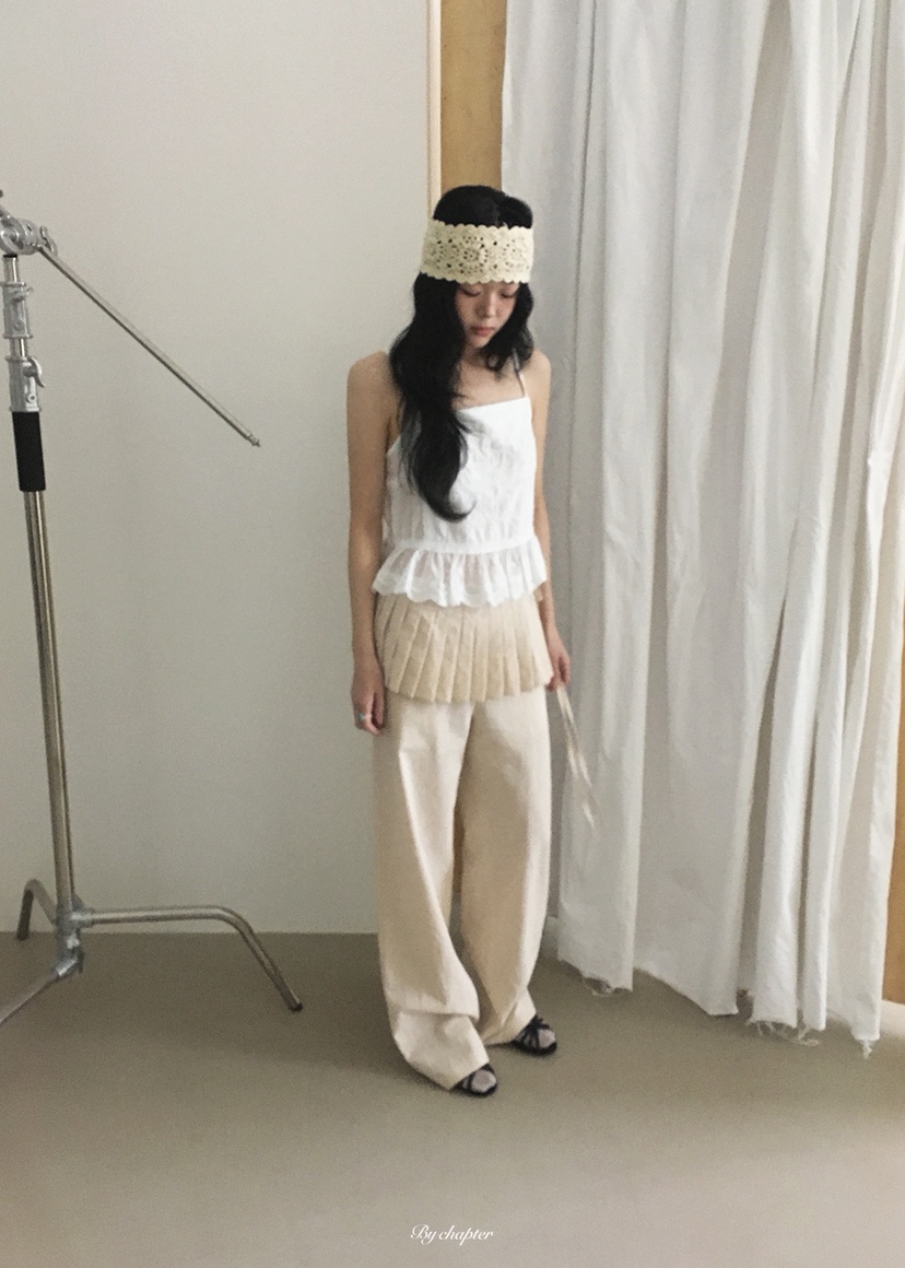 BY CHAPTER韓國直郵女裝新款26春夏推薦人氣套裝褶裥亞麻BY Chapter套裝