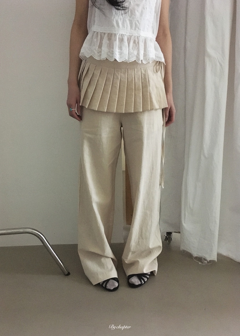 BY CHAPTER韓國直郵女裝新款26春夏推薦人氣套裝褶裥亞麻BY Chapter套裝圖色1