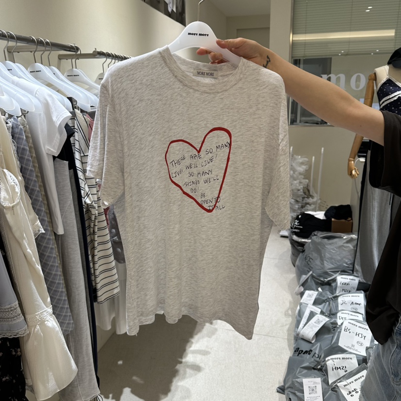 MOREMORE韓國直郵女士新品休閑26春夏熱賣職業人氣時尚T恤more moreT恤圖色2灰白色