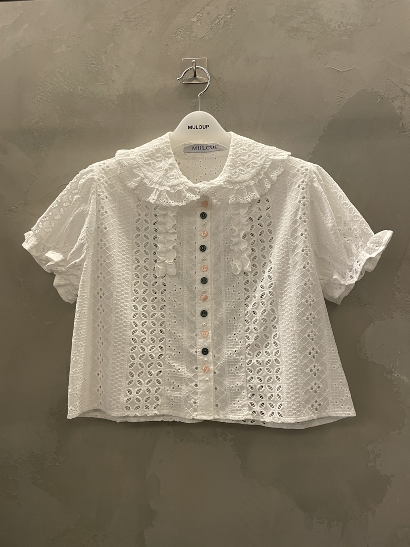 MULCUP韓國直郵實拍女裝新品26春夏人氣推薦襯衫蕾絲衫刺繡MULCUP襯衫/蕾絲衫圖色1