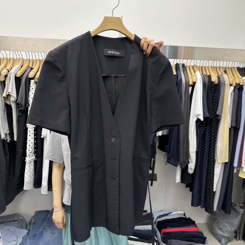 SPECIAL韓國東大門直郵女裝新品休閑人氣時尚熱賣夾克含腰繩SPECIAL夾克圖色3黑色
