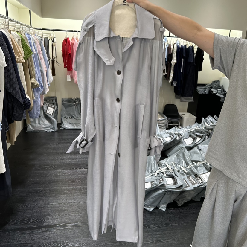 TOMGIRL韓國直郵實拍女士新款熱賣時尚職業長款風衣含腰帶TOMGIRL長款風衣圖色2