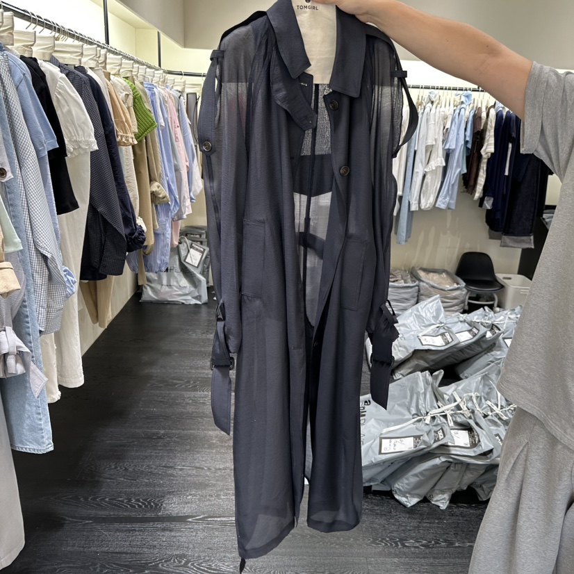 TOMGIRL韓國直郵實拍女士新款熱賣時尚職業長款風衣含腰帶TOMGIRL長款風衣圖色3