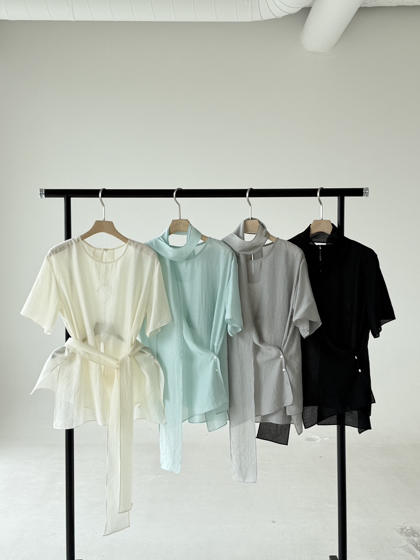 SANTAL韓國直郵女士新品熱賣26春夏襯衫蕾絲衫含圍巾披肩SANTAL襯衫/蕾絲衫