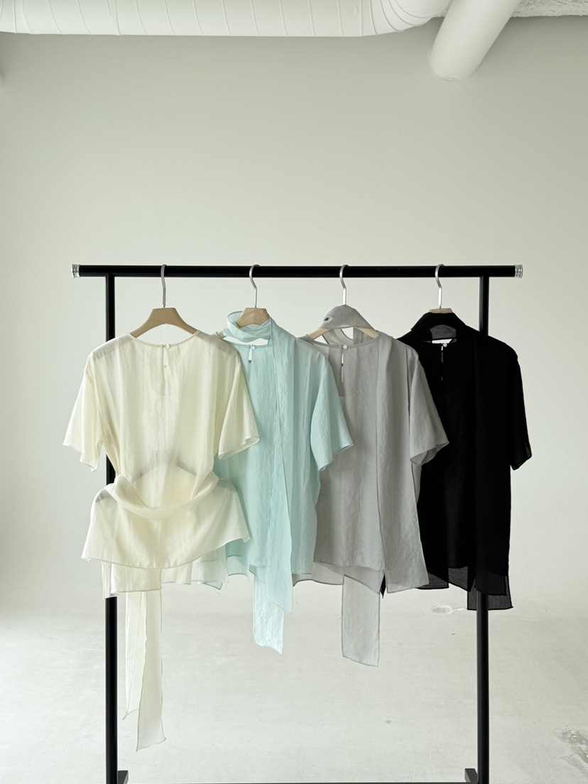 SANTAL韓國直郵女士新品熱賣26春夏襯衫蕾絲衫含圍巾披肩SANTAL襯衫/蕾絲衫