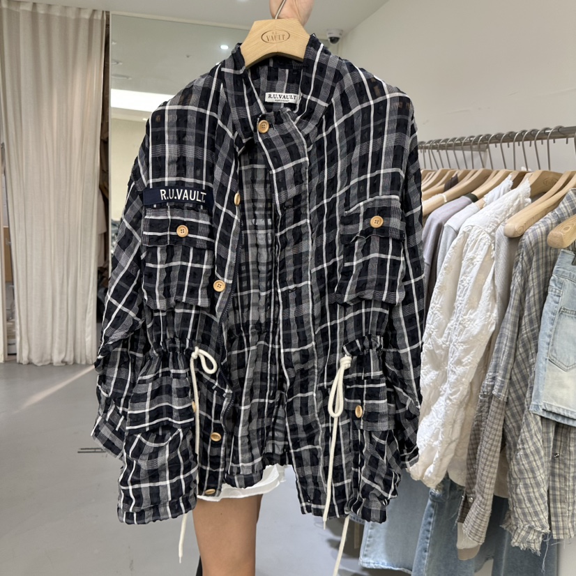 VAULT韓國東大門直郵女士新款26春夏人氣熱賣時尚夾克格子VAULT夾克圖色2