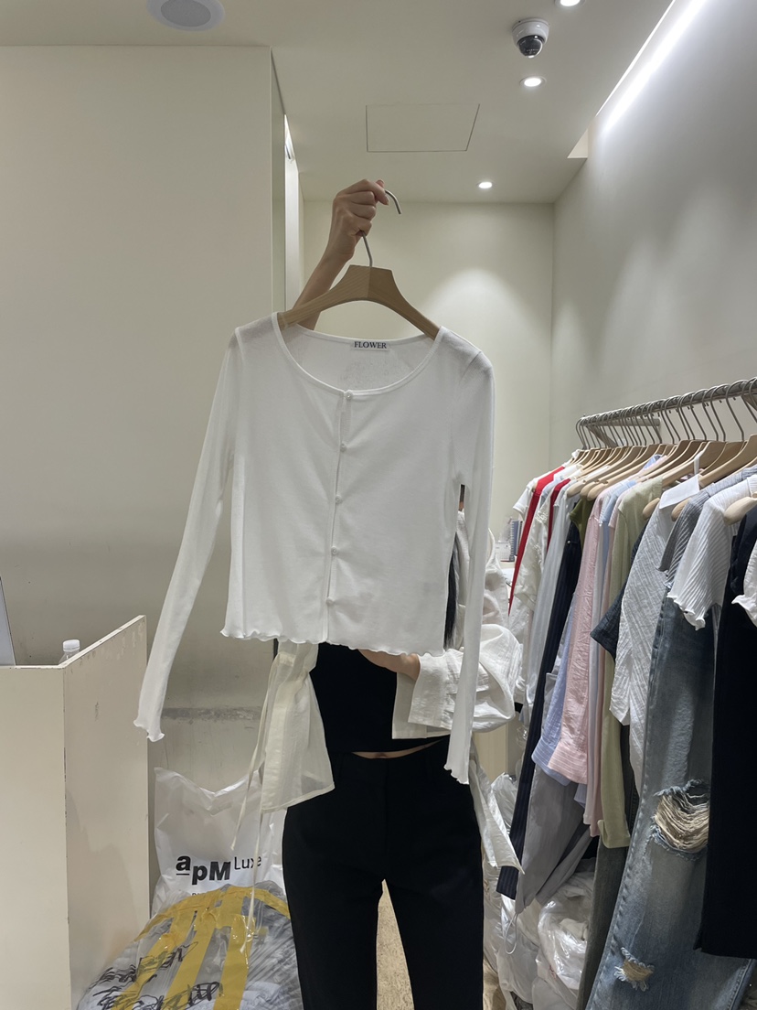 FLOWER-L韓國東大門代購女裝新品熱賣長袖T恤羊毛衫開襟FLOWER-L長袖T恤圖色1