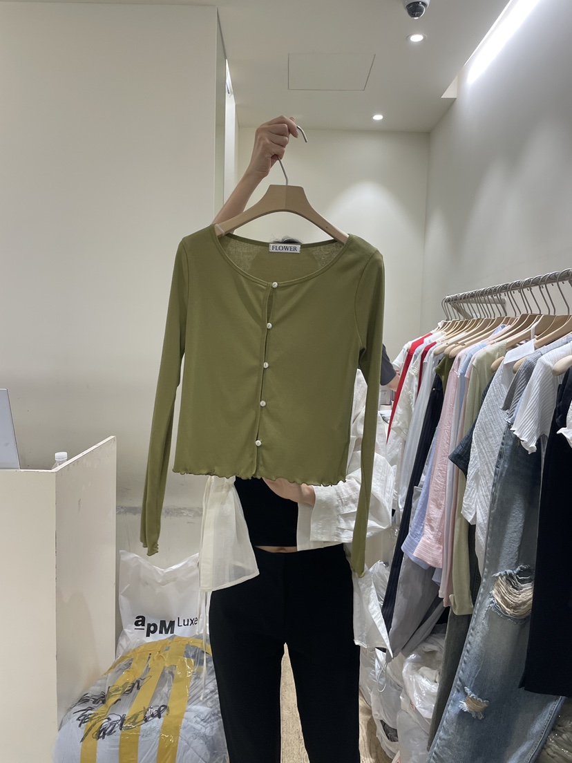 FLOWER-L韓國東大門代購女裝新品熱賣長袖T恤羊毛衫開襟FLOWER-L長袖T恤圖色3