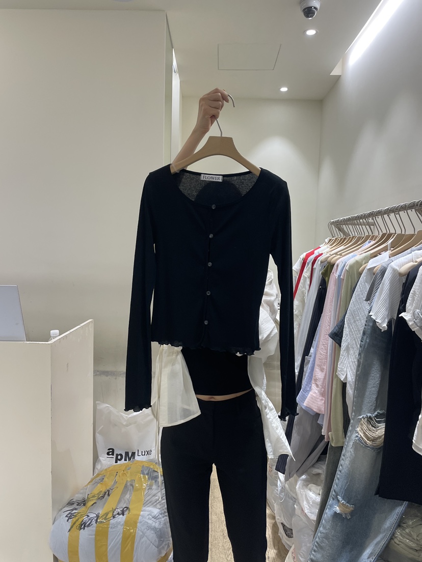 FLOWER-L韓國東大門代購女裝新品熱賣長袖T恤羊毛衫開襟FLOWER-L長袖T恤圖色4