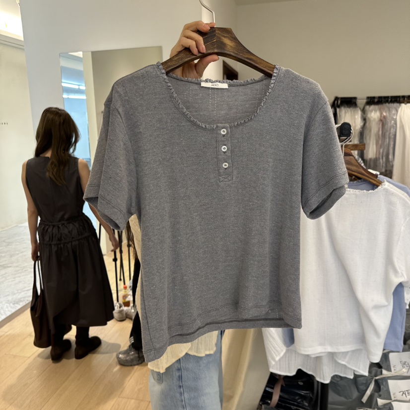 AGO韓國東大門直郵女士新品熱賣26春夏時尚人氣職業推薦T恤AGOT恤圖色3