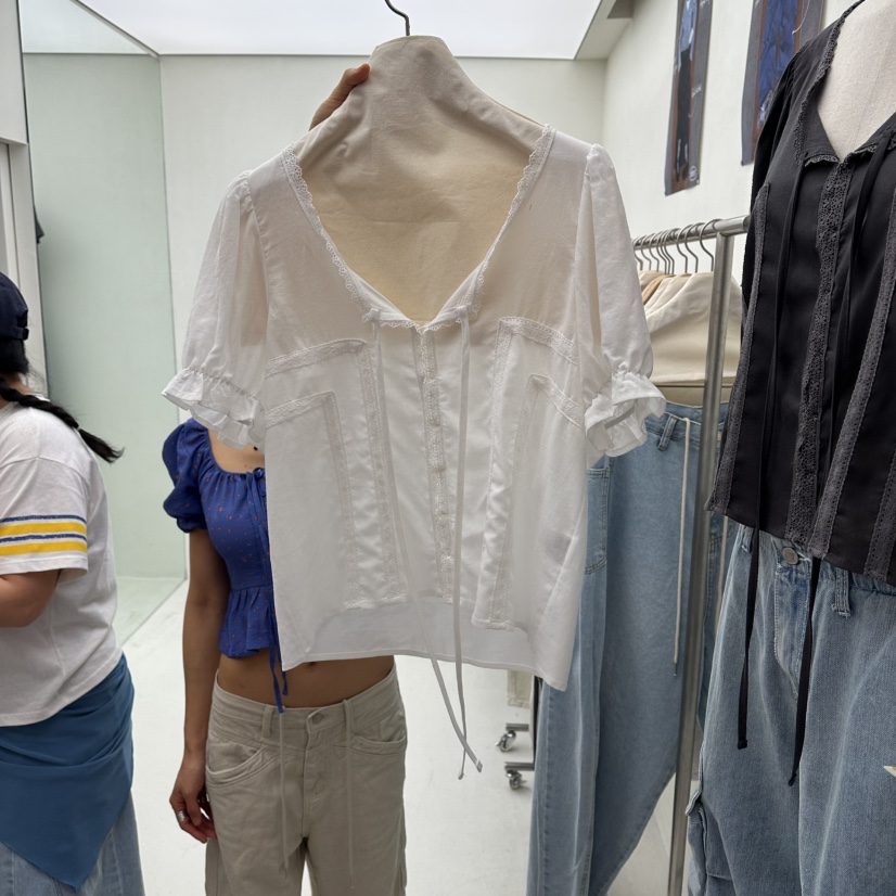 CHAV韓國直郵實拍女士新款人氣職業時尚推薦26春夏襯衫蕾絲衫CHAV襯衫/蕾絲衫圖色1