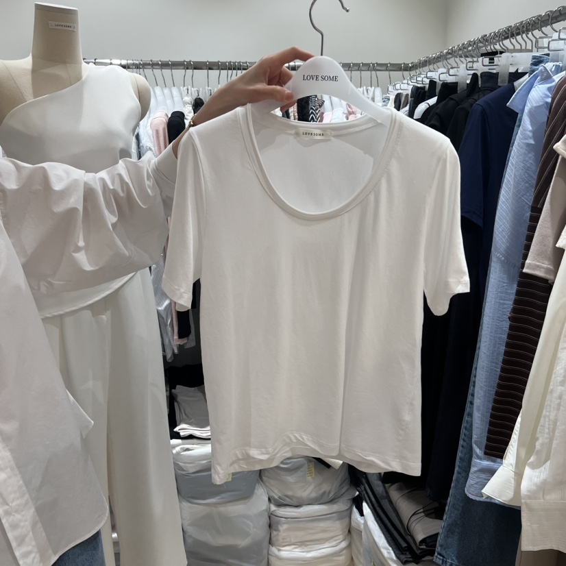 LOVE SOME韓國東大門直郵女裝新款26春夏人氣熱賣T恤水洗LOVE SOMET恤圖色2