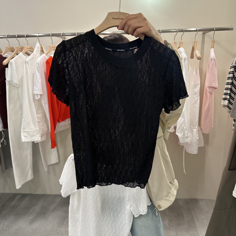 URBANSTORY/REMAKING韓國直郵實拍女士新款推薦人氣T恤蕾絲Remaking/URBANSTORYT恤圖色3