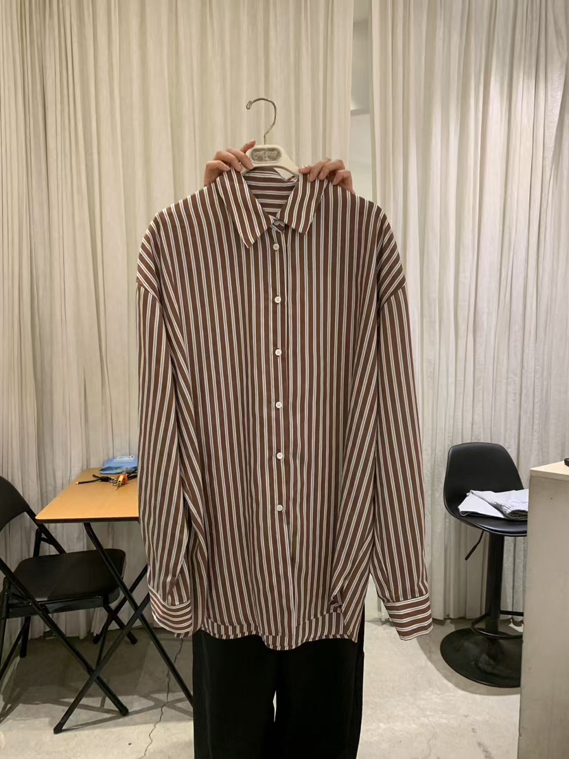 PAPERMOON韓國東大門代購女士新款職業襯衫蕾絲衫男女同款條紋paper moon襯衫/蕾絲衫圖色1