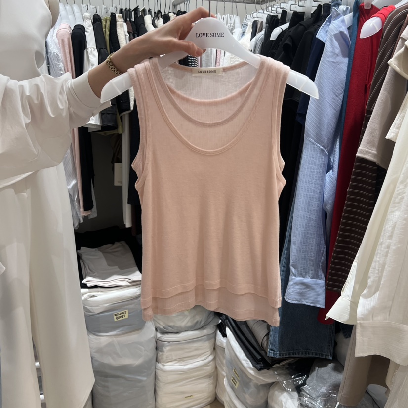LOVE SOME韓國東大門直郵女士新品職業人氣吊帶背心羅紋LOVE SOME吊帶/背心圖色2