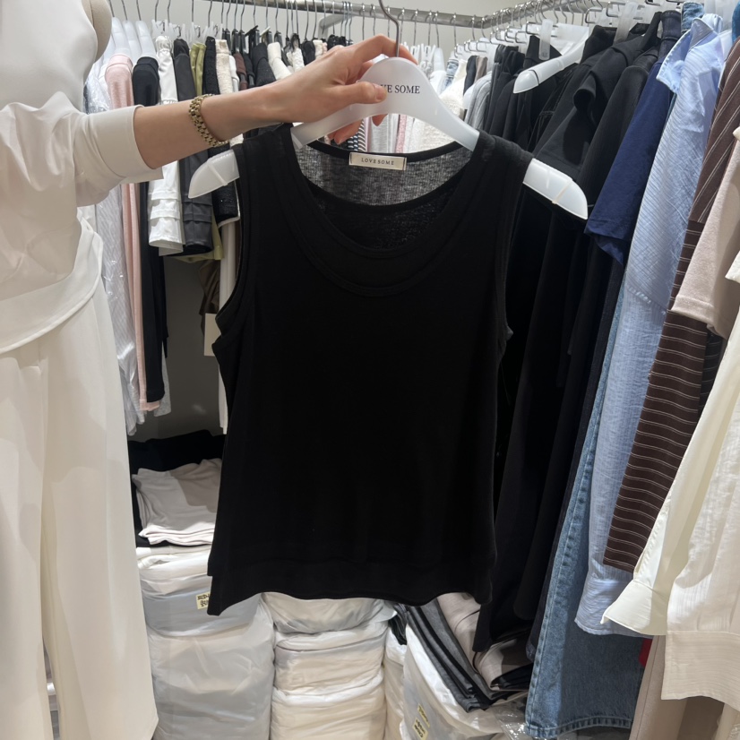 LOVE SOME韓國東大門直郵女士新品職業人氣吊帶背心羅紋LOVE SOME吊帶/背心圖色3