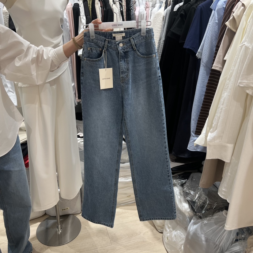 LOVE SOME韓國直郵實拍女裝新款職業時尚休閑牛仔褲修身LOVE SOME牛仔褲圖色1