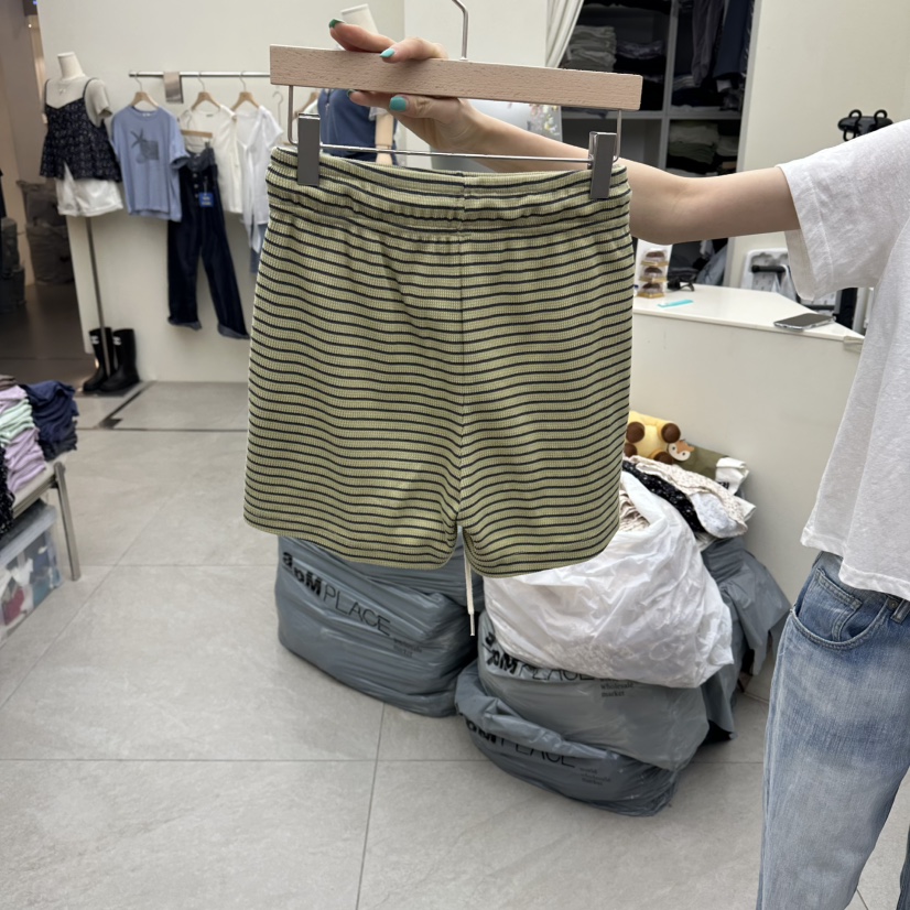 I MFACT韓國直郵實拍女裝新款職業26春夏短褲華夫格條紋I MFACT短褲