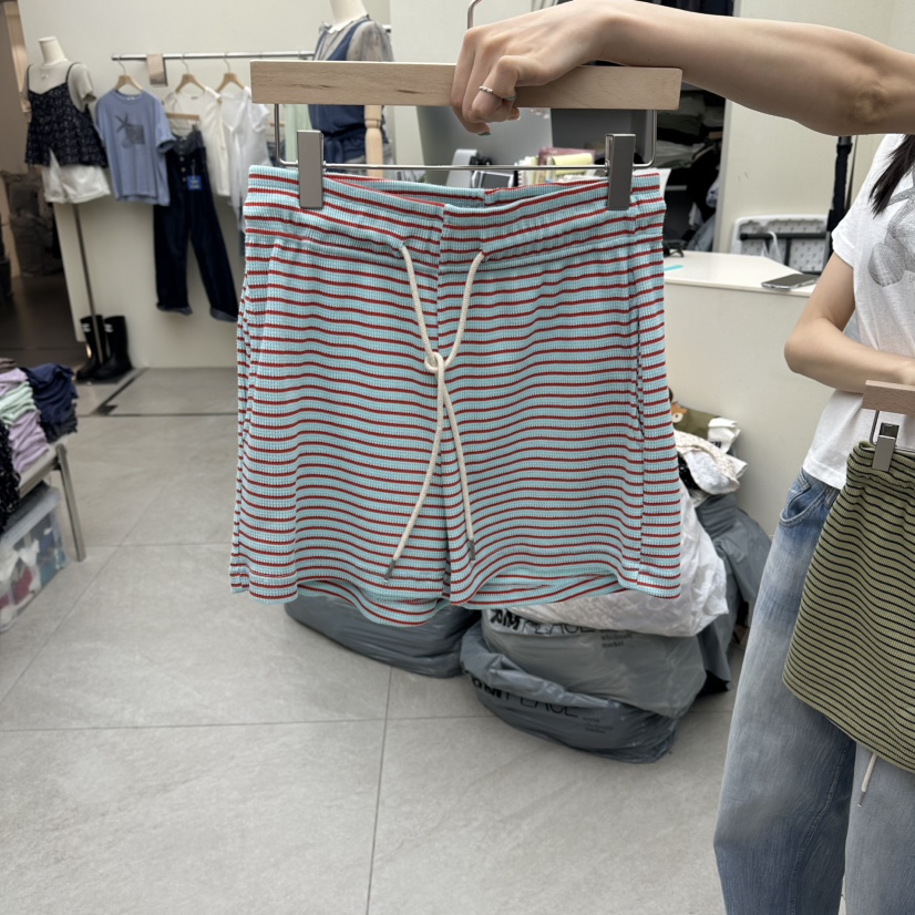 I MFACT韓國直郵實拍女裝新款職業26春夏短褲華夫格條紋I MFACT短褲圖色1