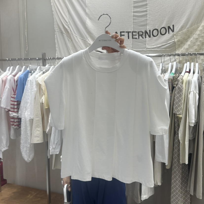AFTERNOON韓國直郵實拍女士新品26春夏推薦熱賣休閑T恤褶裥AFTERNOONT恤圖色1
