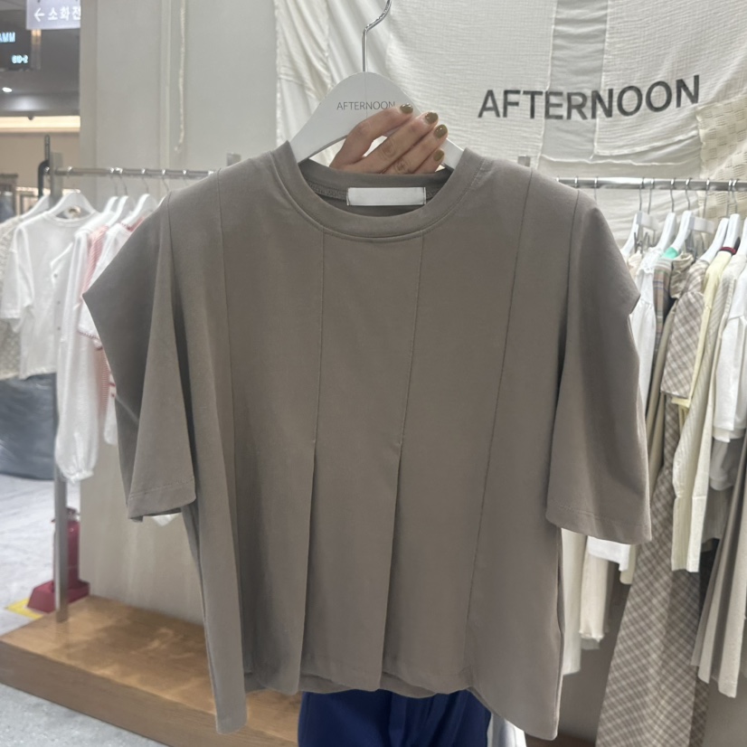 AFTERNOON韓國直郵實拍女士新品26春夏推薦熱賣休閑T恤褶裥AFTERNOONT恤圖色2