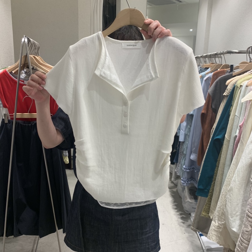 SSEMIENNE韓國直郵女士新品時尚推薦熱賣職業26春夏T恤蕾絲SSENIQUE/SSEMIENNET恤圖色1