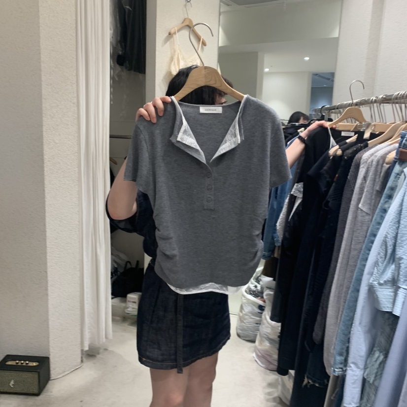 SSEMIENNE韓國直郵女士新品時尚推薦熱賣職業26春夏T恤蕾絲SSENIQUE/SSEMIENNET恤圖色2