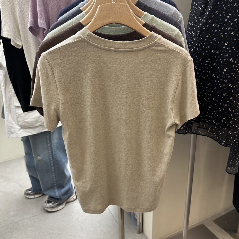 I MFACT韓國代購女士新款休閑熱賣職業推薦26春夏T恤亞麻I MFACTT恤