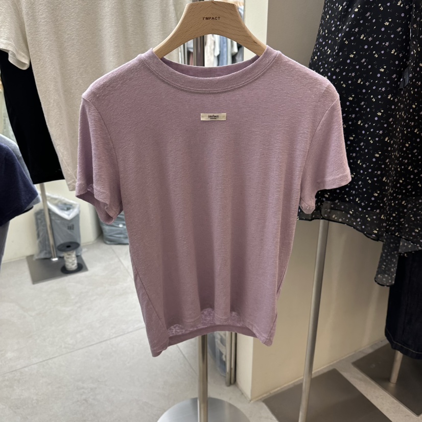 I MFACT韓國代購女士新款休閑熱賣職業推薦26春夏T恤亞麻I MFACTT恤圖色4