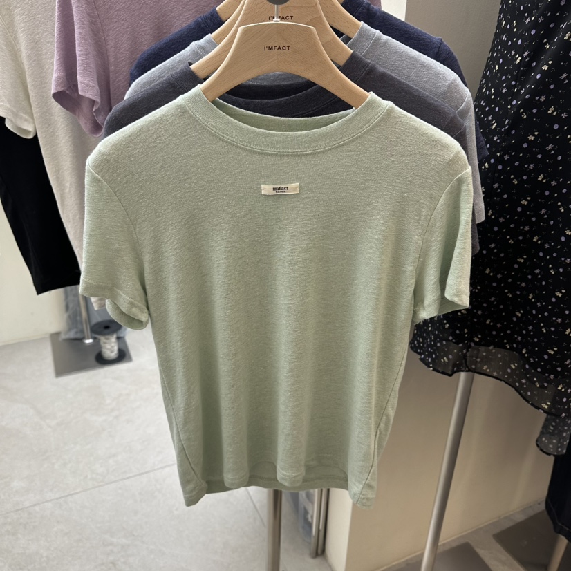 I MFACT韓國代購女士新款休閑熱賣職業推薦26春夏T恤亞麻I MFACTT恤圖色5