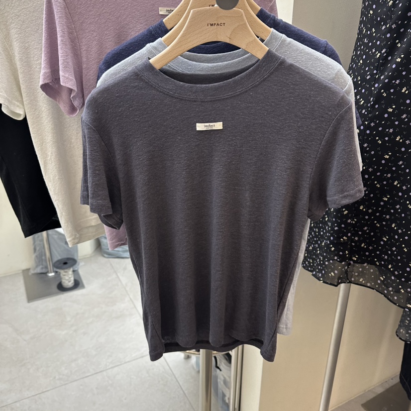 I MFACT韓國代購女士新款休閑熱賣職業推薦26春夏T恤亞麻I MFACTT恤圖色6