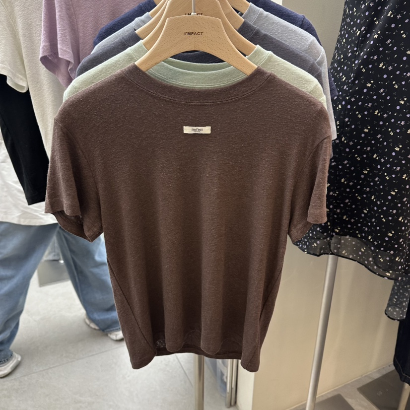 I MFACT韓國代購女士新款休閑熱賣職業推薦26春夏T恤亞麻I MFACTT恤圖色7