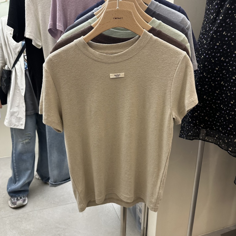 I MFACT韓國代購女士新款休閑熱賣職業推薦26春夏T恤亞麻I MFACTT恤圖色9