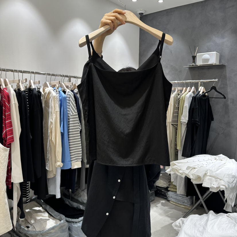 OPEN韓國直郵女士新款時尚熱賣職業休閑推薦吊帶背心亞麻OPEN吊帶/背心