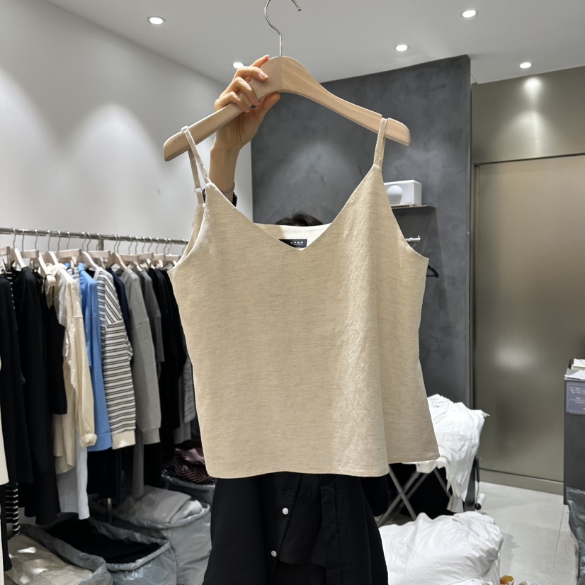 OPEN韓國直郵女士新款時尚熱賣職業休閑推薦吊帶背心亞麻OPEN吊帶/背心圖色1