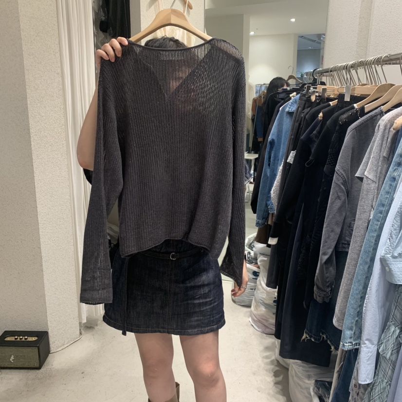 SSEMIENNE韓國東大門直郵女士新款推薦休閑針織衫網眼開衫SSENIQUE/SSEMIENNE針織衫