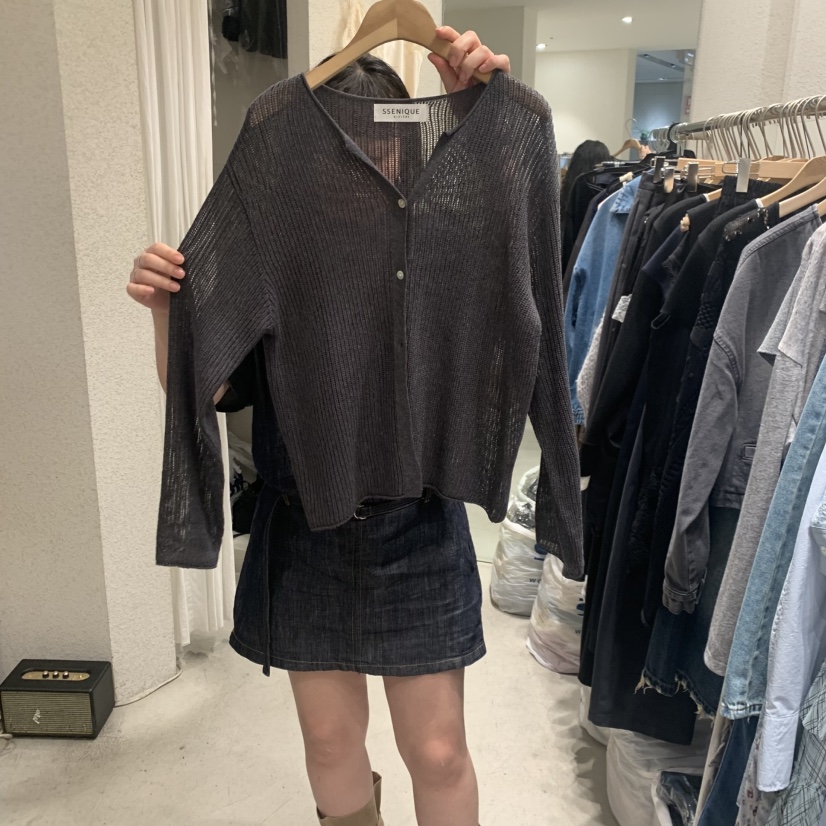 SSEMIENNE韓國東大門直郵女士新款推薦休閑針織衫網眼開衫SSENIQUE/SSEMIENNE針織衫圖色1