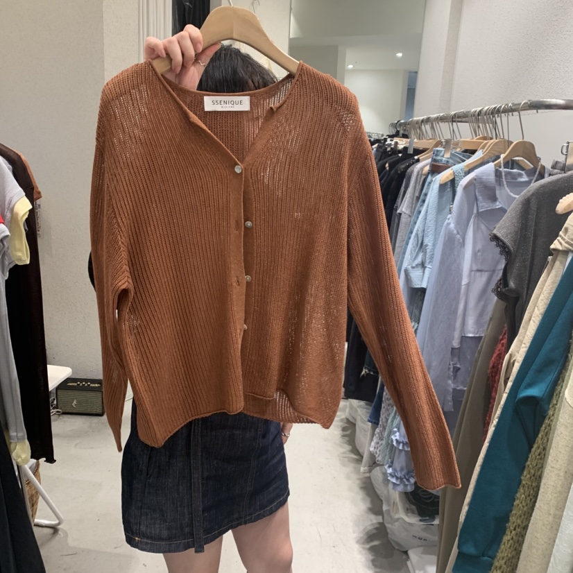 SSEMIENNE韓國東大門直郵女士新款推薦休閑針織衫網眼開衫SSENIQUE/SSEMIENNE針織衫圖色2