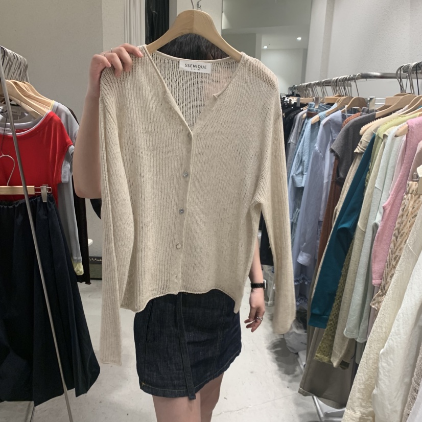 SSEMIENNE韓國東大門直郵女士新款推薦休閑針織衫網眼開衫SSENIQUE/SSEMIENNE針織衫圖色3