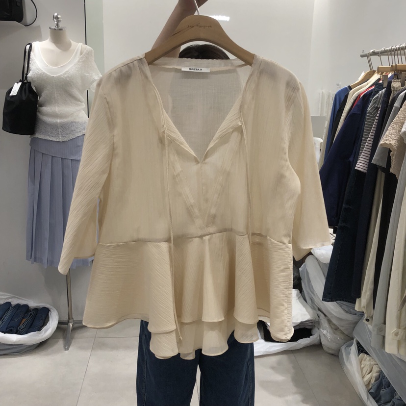 ANN MARGRET韓國直郵實拍女士新品推薦襯衫蕾絲衫刺繡GRETA.Y襯衫/蕾絲衫圖色1